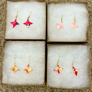 Patterned shuriken origami earrings